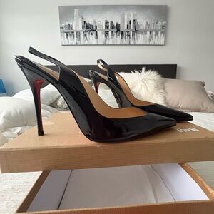 Christian Louboutin Glossy Black Slingback Heels